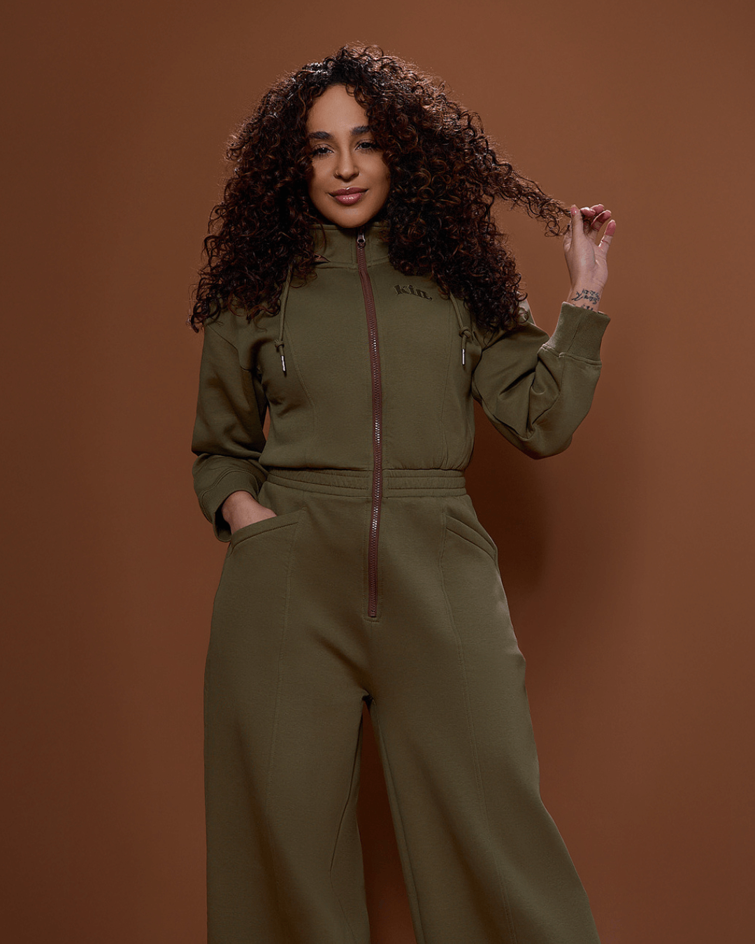 Green Satin Lined Jumpsuit